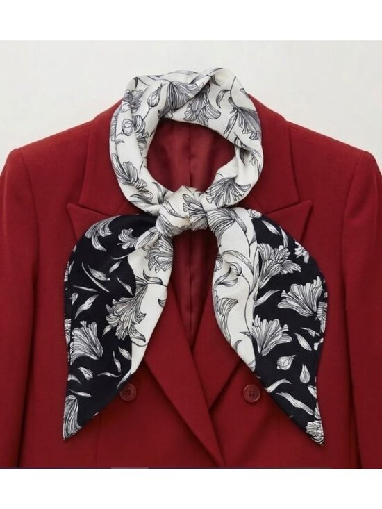 Unbranded Other - ✨Elegant Bandana Square Scarf Silky Satin Soft BLACK WHITE Floral Garden hijab